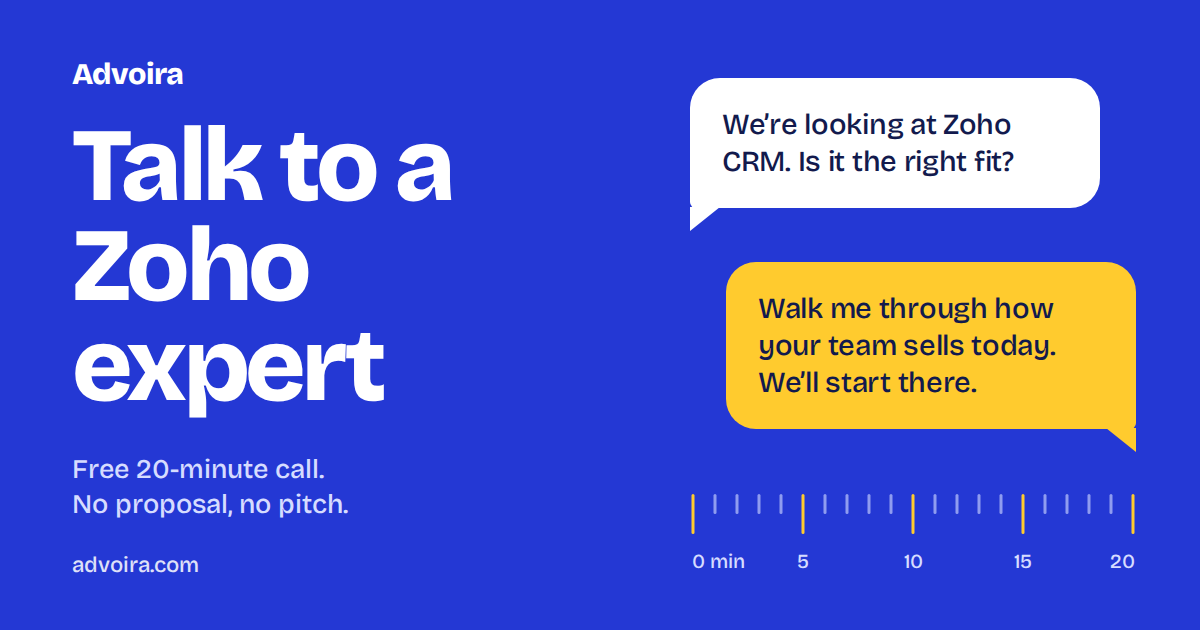 Talk to a Zoho Expert: Free 20-Min Call Before You Hire